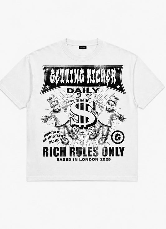 BLACK “RICH RULES” T SHIRT