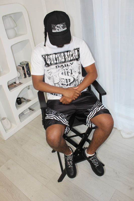 BLACK “RICH RULES” SUMMER SHORT SET