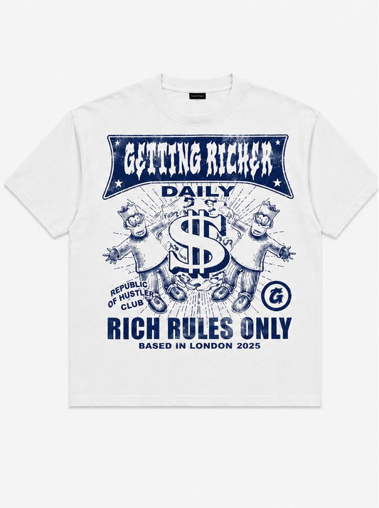 NAVY BLUE “RICH RULES” T SHIRT